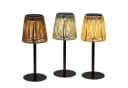 formano Außen-Tischleuchte 3er Set Solar LED Rattan Optik Grau Braun Creme Bild 2