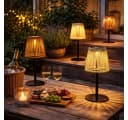 formano Außen-Tischleuchte 3er Set Solar LED Rattan Optik Grau Braun Creme Bild 3