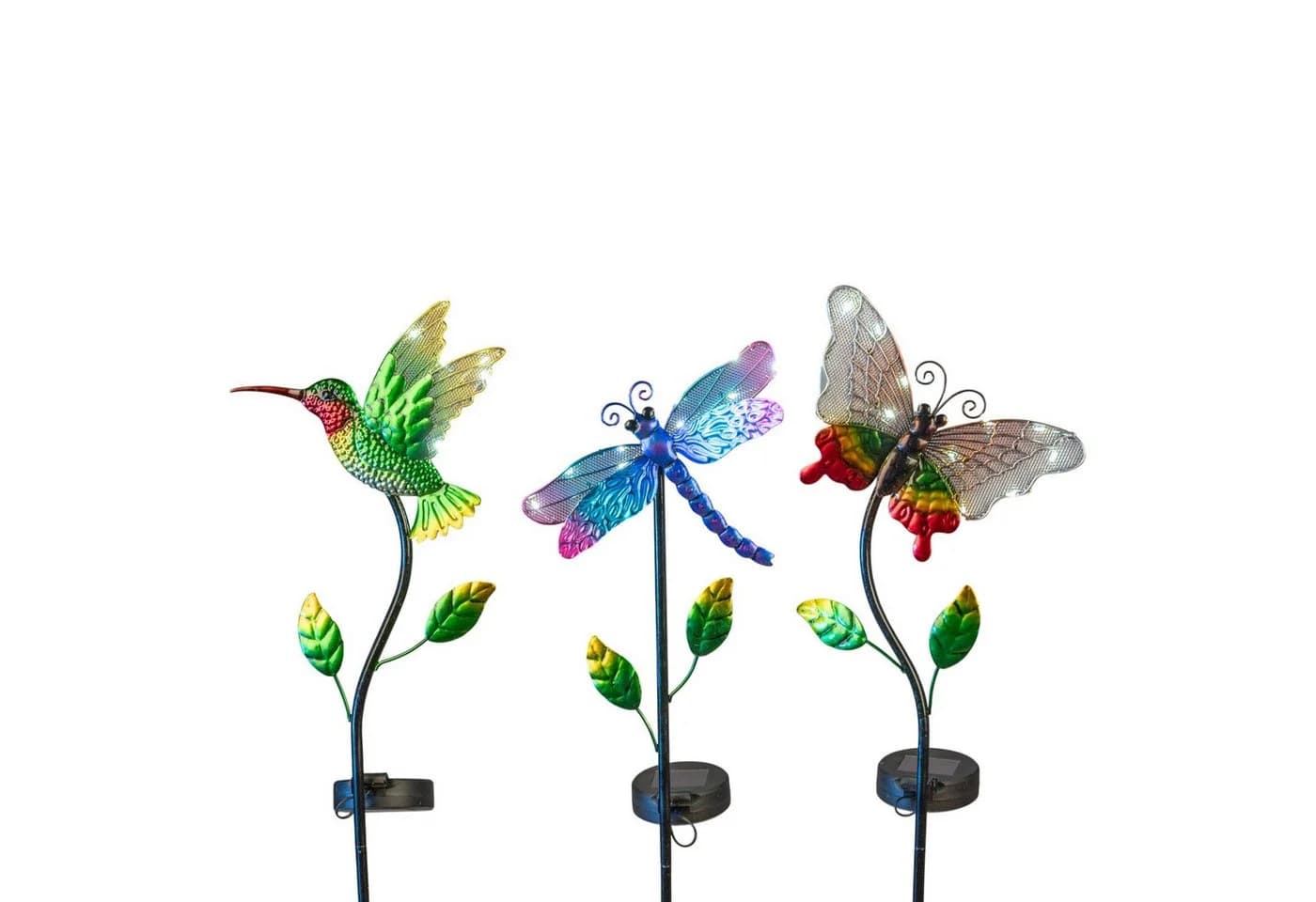 formano 3er Set Solar-Gartenstecker LED Vogel Libelle Schmetterling - Bild 2