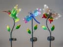formano 3er Set Solar-Gartenstecker LED Vogel Libelle Schmetterling Bild 4