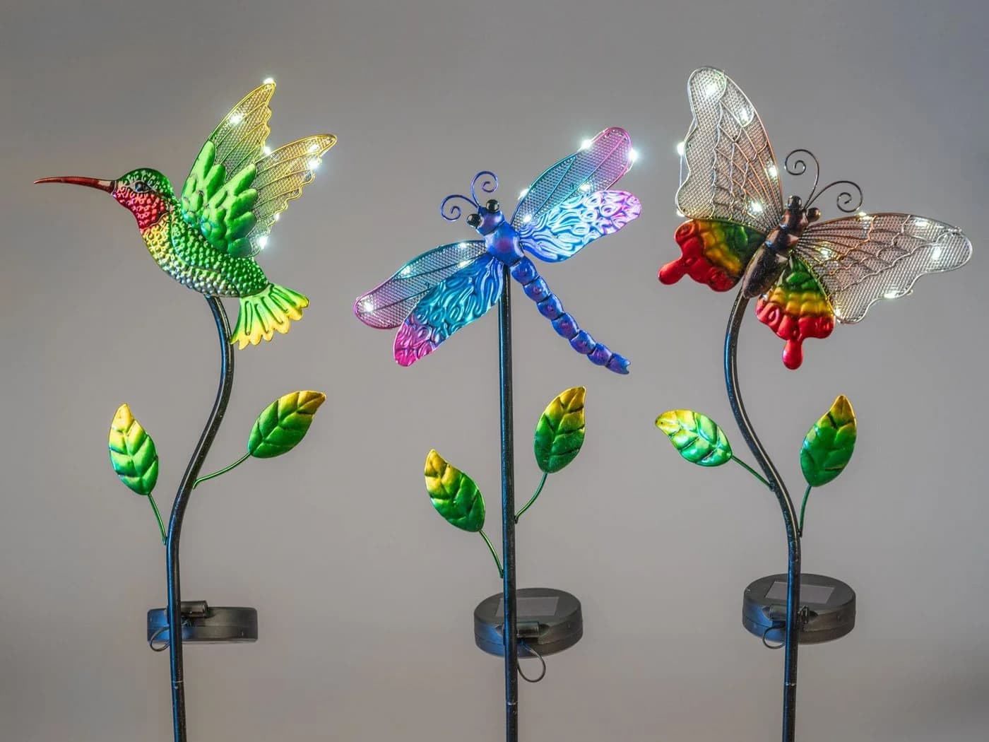 formano 3er Set Solar-Gartenstecker LED Vogel Libelle Schmetterling - Bild 4