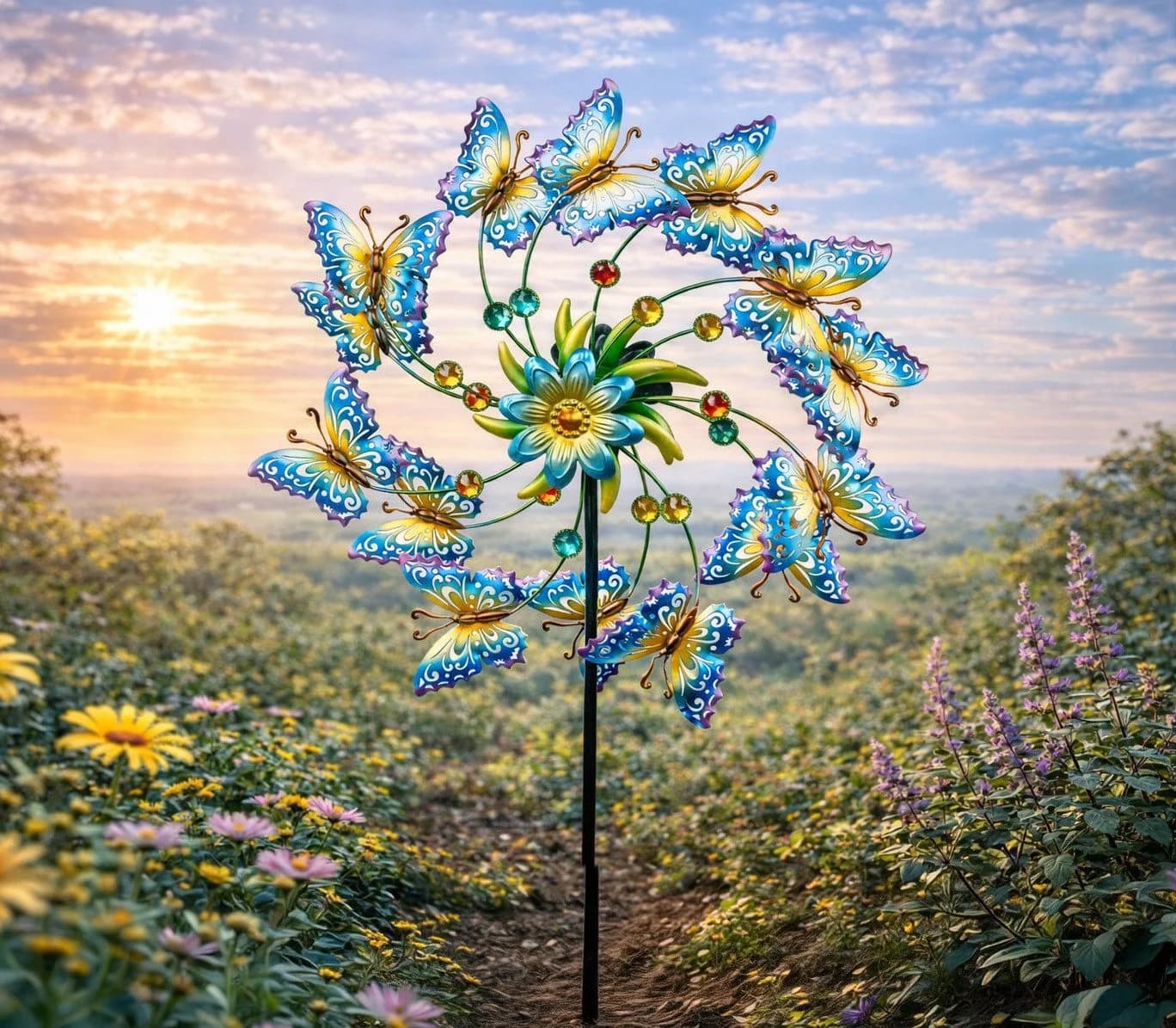 formano Gartenfigur Windrad Schmetterlinge Metall Garten bunt Windspiel
