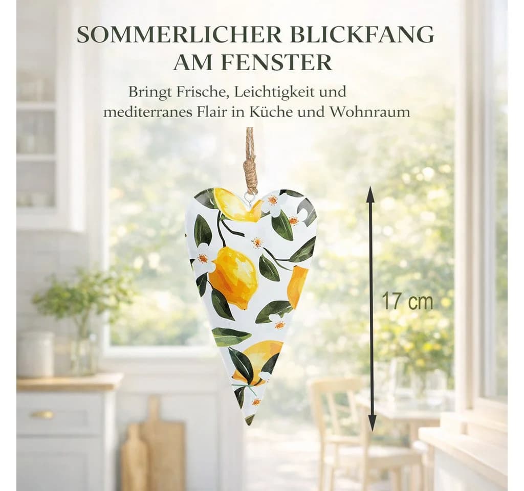 formano Hängedekoration Herzform Zitronen Motiv Weiß