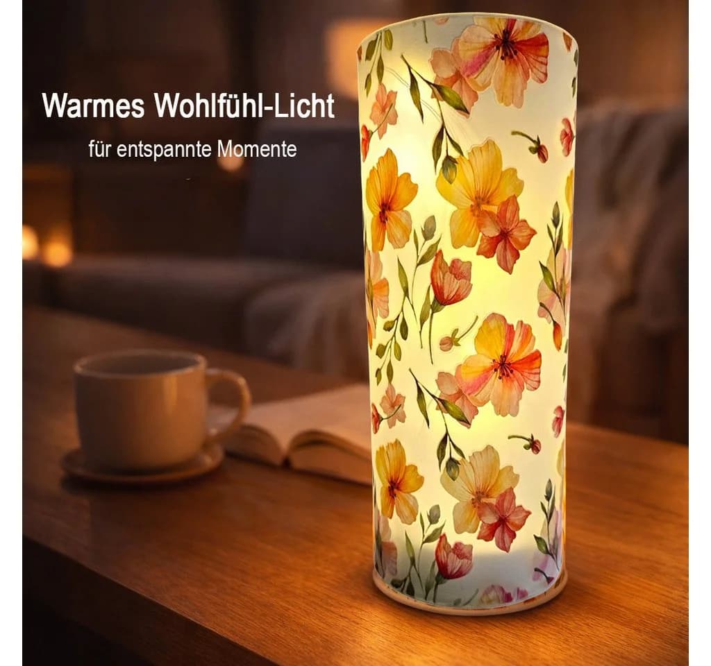 formano LED Dekolicht Blumenmotiv Zylinder Glas Timer