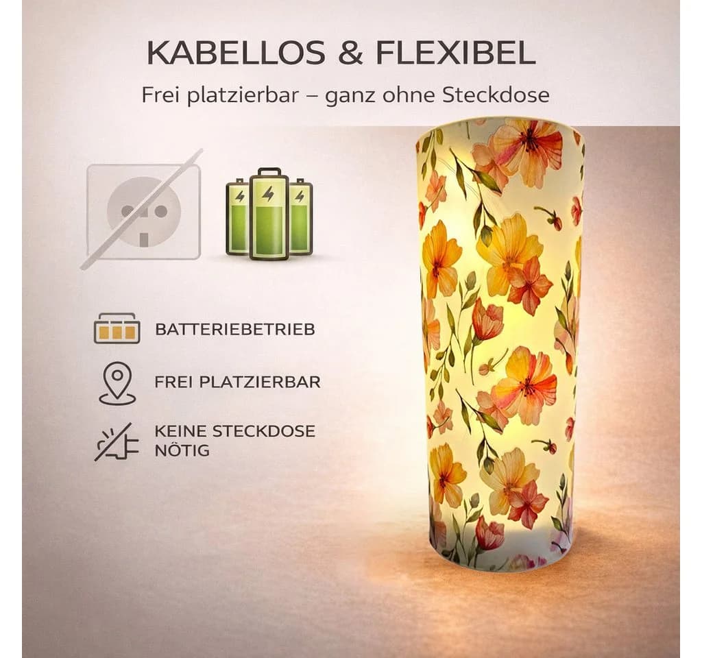 formano LED Dekolicht Blumenmotiv Zylinder Glas Timer - Bild 5