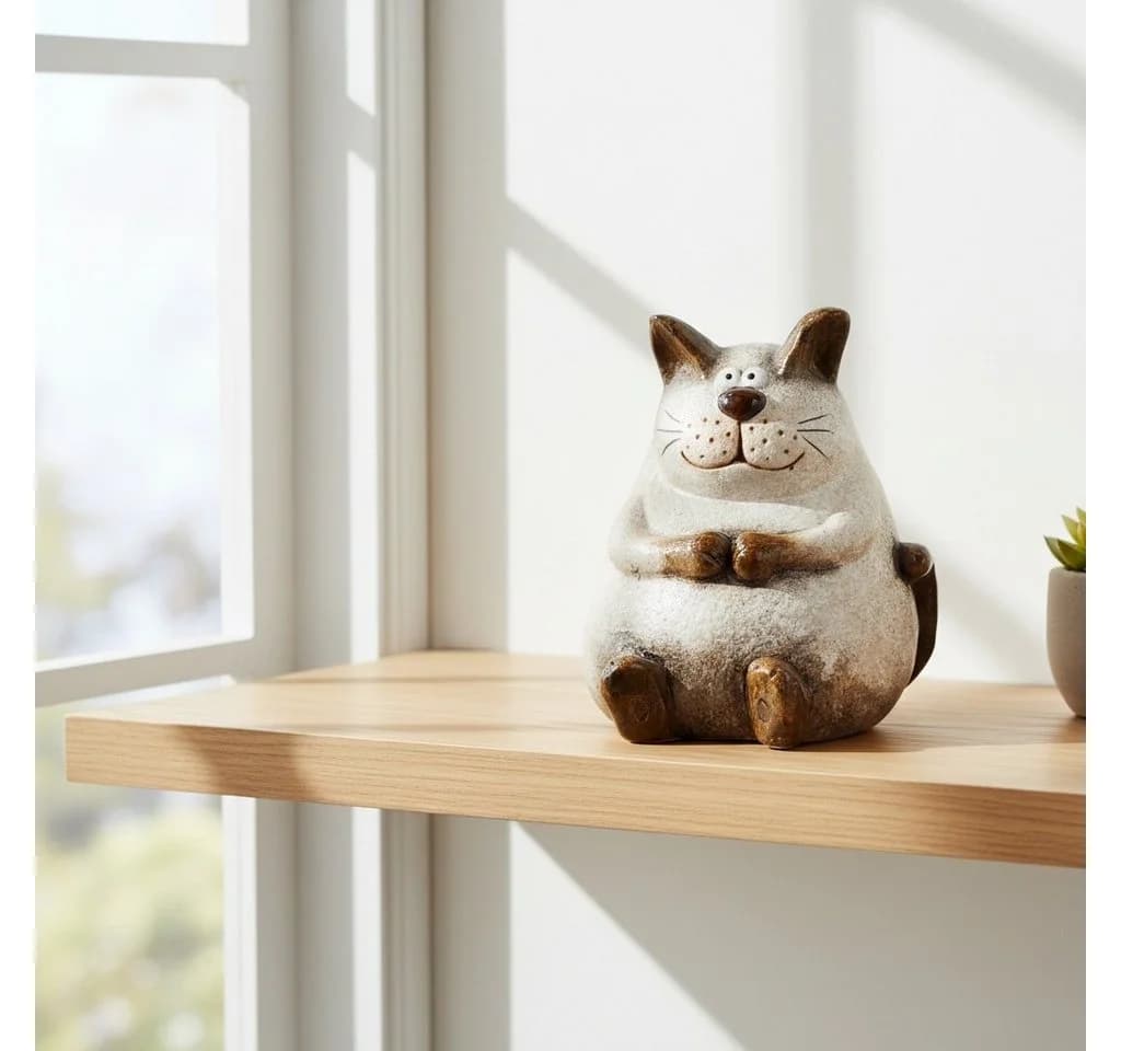 formano Dekokatze Cartoon-Stil Creme-Braun 25 cm