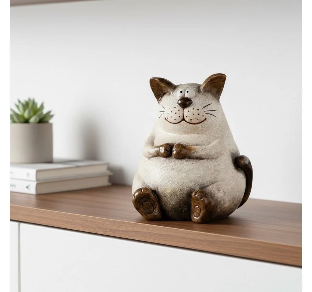 formano Dekokatze Cartoon-Stil Creme-Braun 36 cm