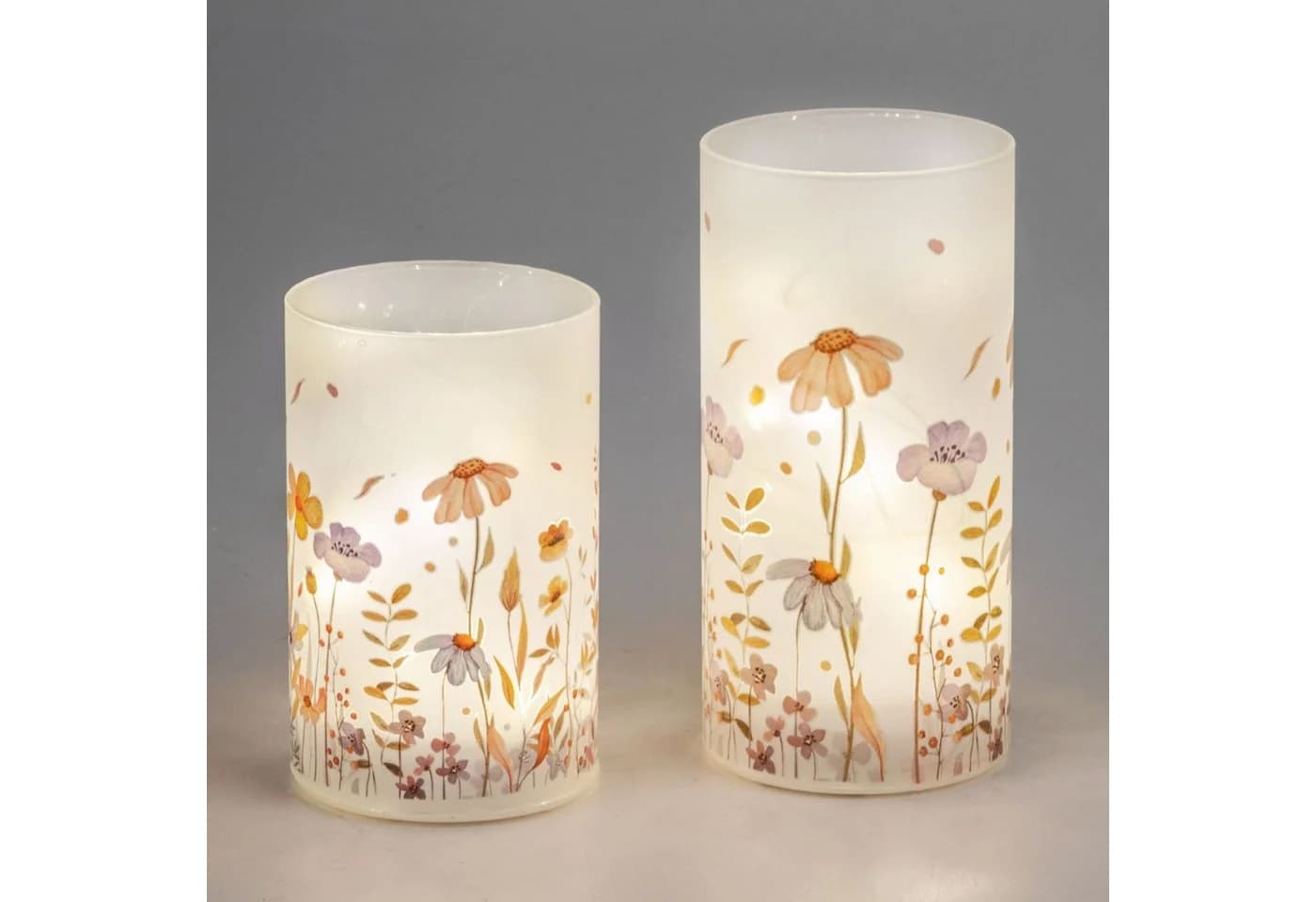 formano LED Dekolicht Tischlampe Blumenwiese Zylinder Stimmungslicht Glas Holz - Bild 5