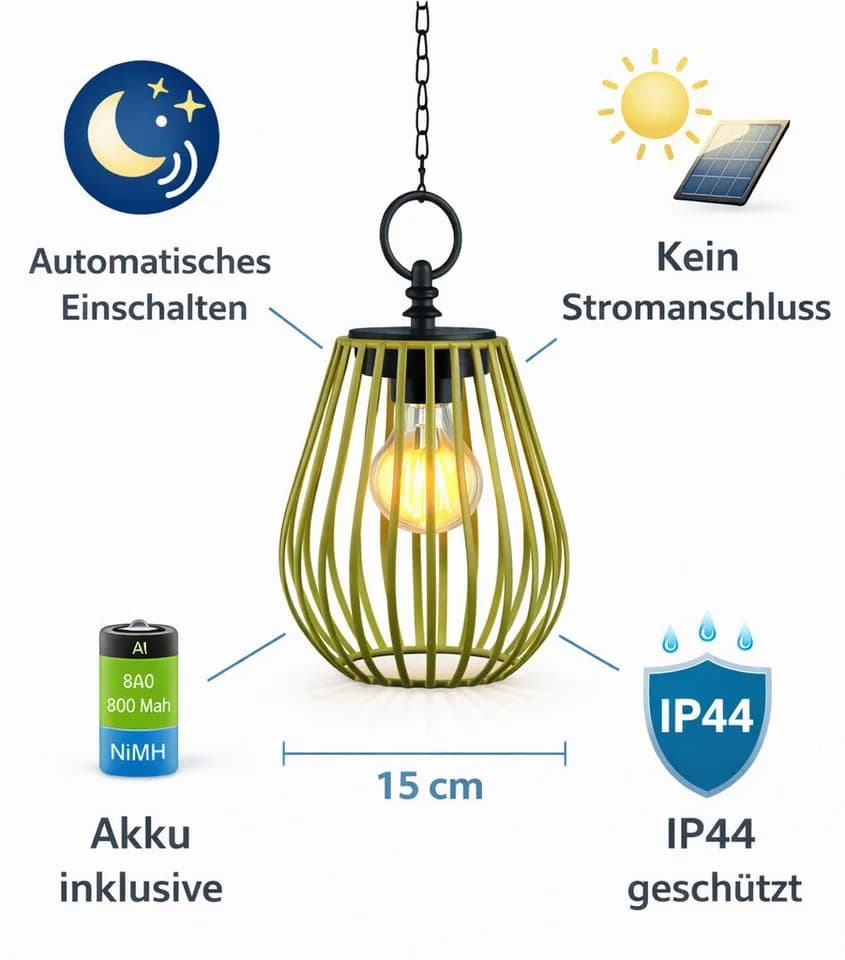 formano 3er Set Solar LED Windlichter Hängend Metall - Bild 4