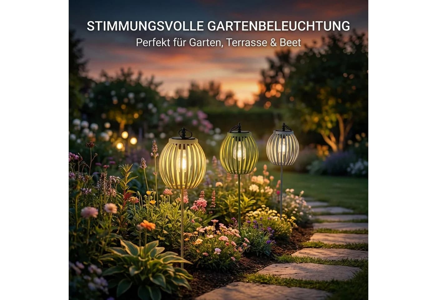 formano 3er Set Solar LED Gartenstecker Metall Modern
