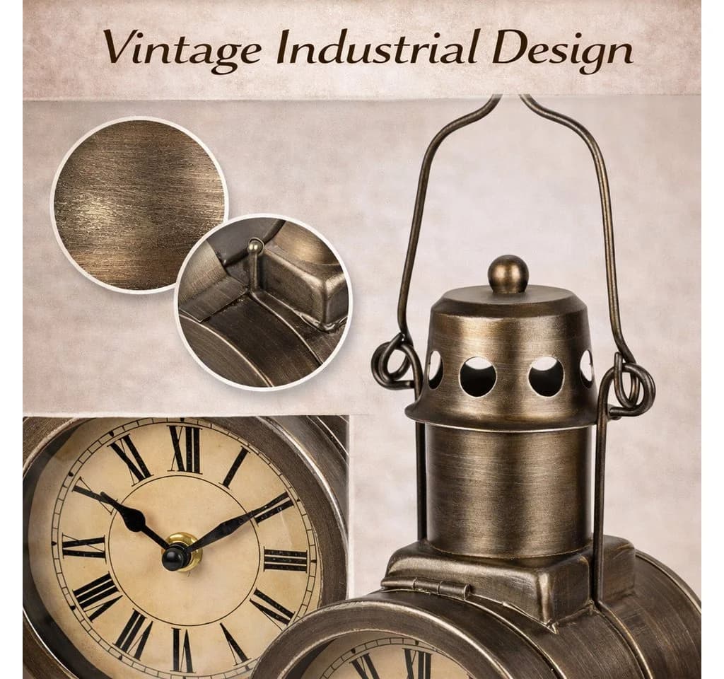 formano Wanduhr Metall Vintage Grubenlampen Design Tischuhr