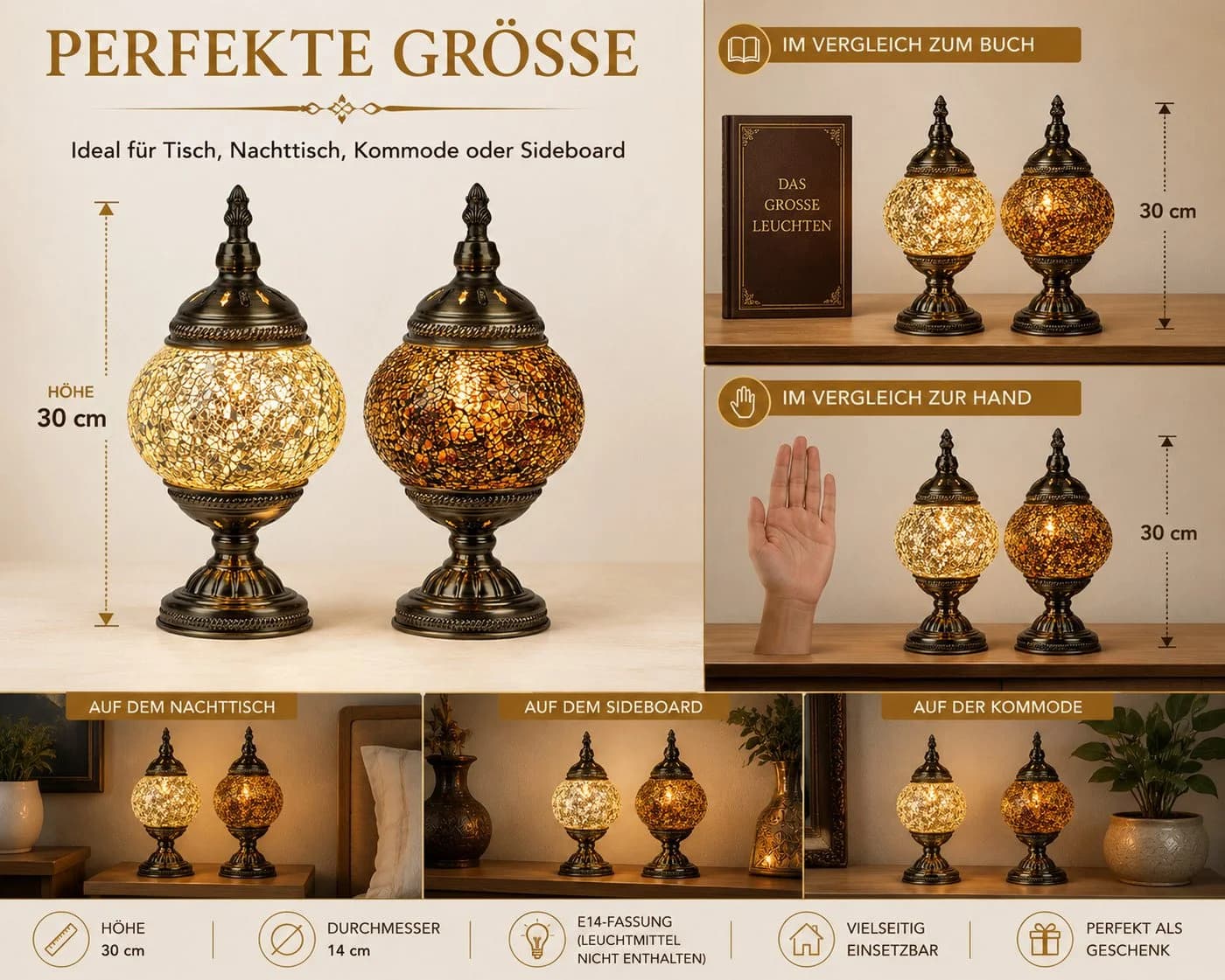 formano Tischleuchte 2er Set Orientalische Mosaiklampe Bunt - Bild 4