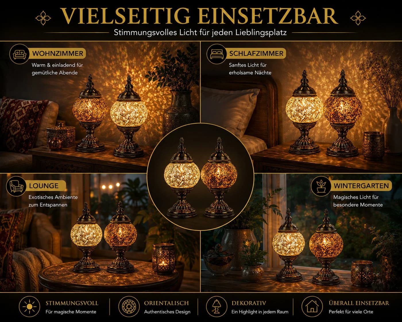 formano Tischleuchte 2er Set Orientalische Mosaiklampe Bunt - Bild 5