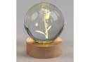 formano LED Tischleuchte Kristallkugel Transparent mit Holzsockel Bild 1