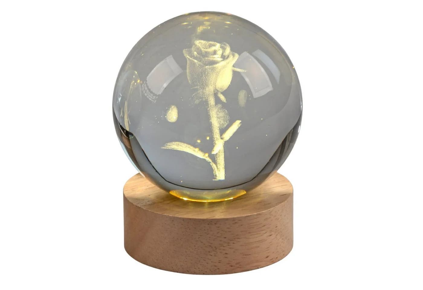 formano LED Tischleuchte Kristallkugel Transparent mit Holzsockel - Bild 2