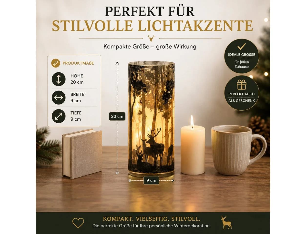 formano LED Dekolicht Leuchtglas Hirschmotiv mattes Glas - Bild 4
