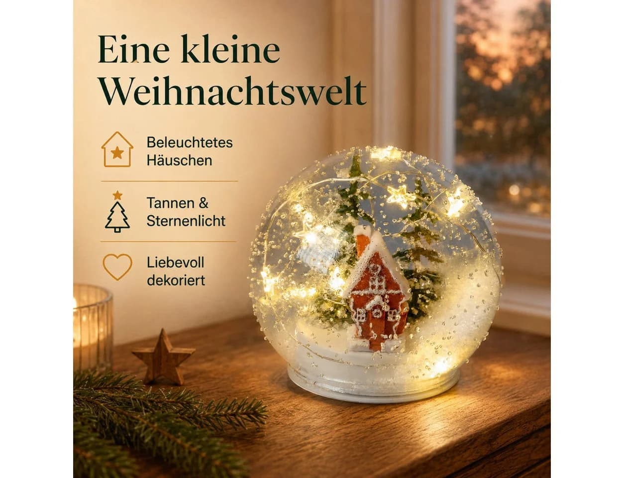 formano LED Deko-Kugel Winterlandschaft mit Timer, 12 cm