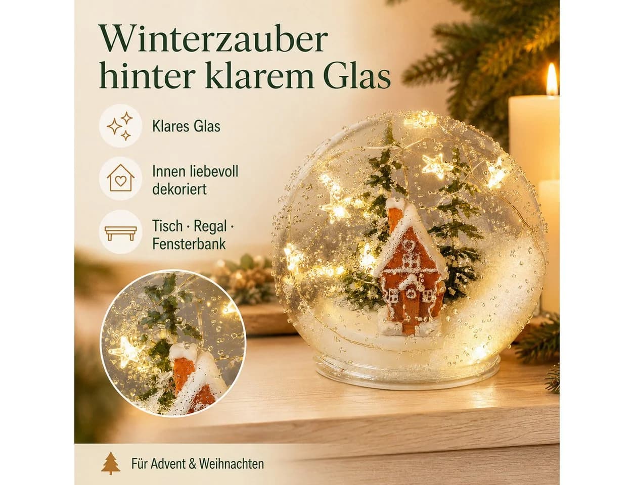 formano LED Deko-Kugel Winterlandschaft mit Timer, 12 cm - Bild 5