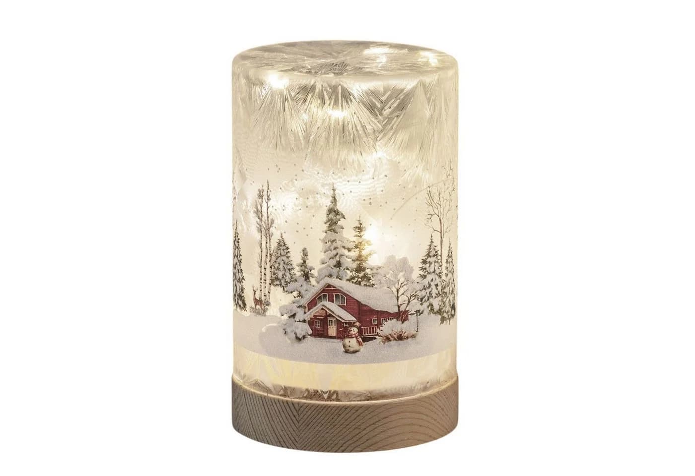 formano LED Dekolicht Winterlandschaft Leuchtglas Holzsockel 15cm Timer - Bild 2