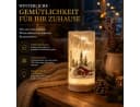 formano LED Deko Licht Winterlandschaft Leuchtglas mit Holzsockel Bild 1