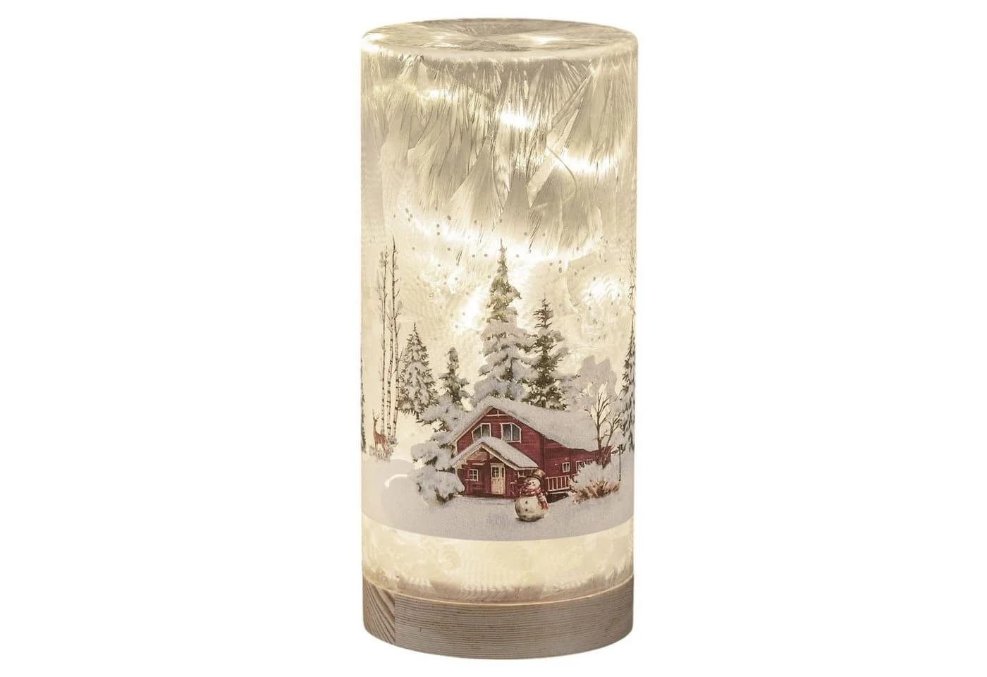 formano LED Deko Licht Winterlandschaft Leuchtglas mit Holzsockel - Bild 2