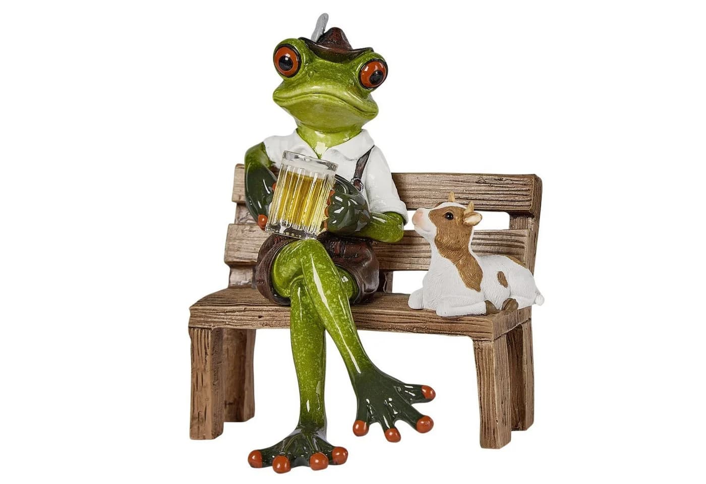 formano Handbemalte Frosch-Dekofigur mit Bierkrug auf Bank, 14 cm, Bayern-Motiv - Bild 2