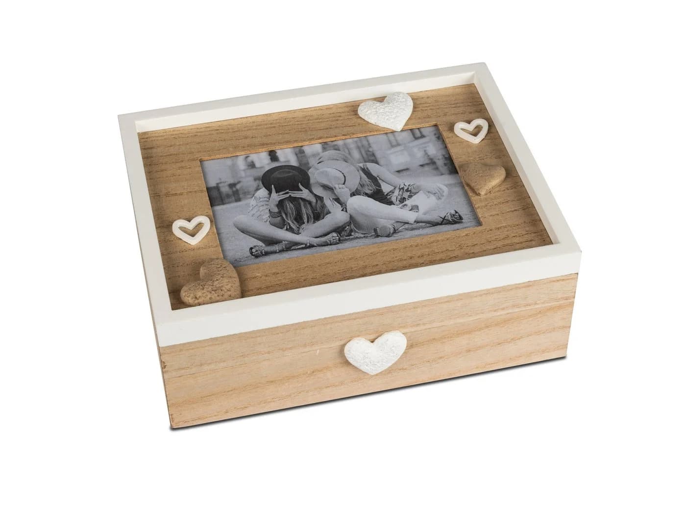 formano Dekoobjekt Holztruhe mit Fotorahmen Herz Weiß - Bild 2