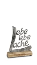 formano Dekofigur Schriftzug Lebe Liebe Lache Aluminium Mangoholz Bild 1
