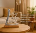 formano Dekofigur Schriftzug Lebe Liebe Lache Aluminium Mangoholz Bild 2
