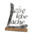 formano Dekofigur Schriftzug Lebe Liebe Lache Aluminium Mangoholz Bild 3