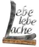 formano Dekofigur Schriftzug Lebe Liebe Lache Aluminium Mangoholz Bild 4