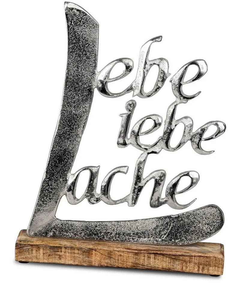 formano Dekofigur Schriftzug Lebe Liebe Lache Aluminium Mangoholz - Bild 4