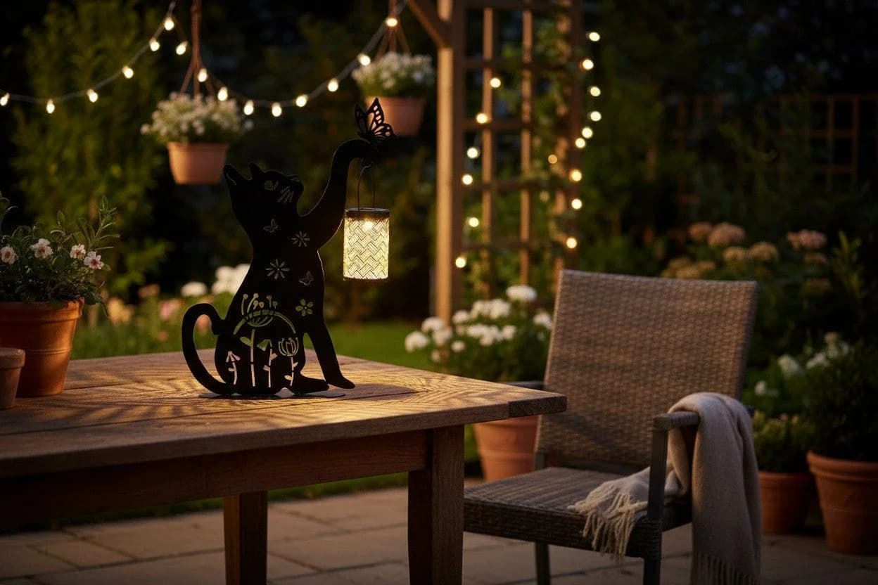 formano LED Solarleuchte Katze mit Solar-Laterne - Bild 3