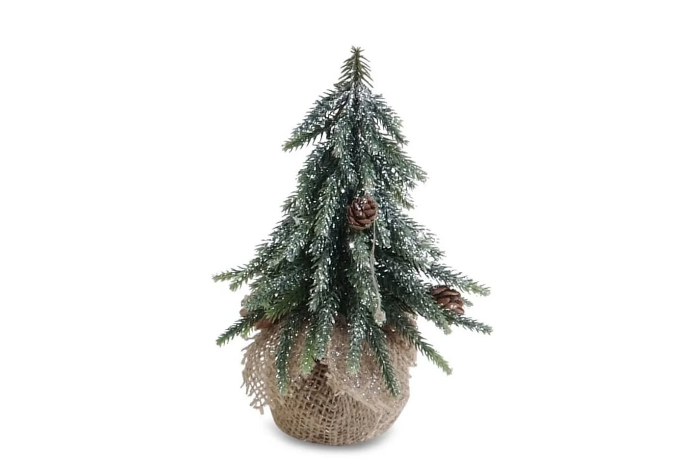 formano Dekofigur Tannenbaum Grün mit Silberschnee und Jute-Basis - Bild 2