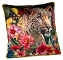 formano Samt Dekokissen Leopard 45cm mit floralen Elementen Bild 2