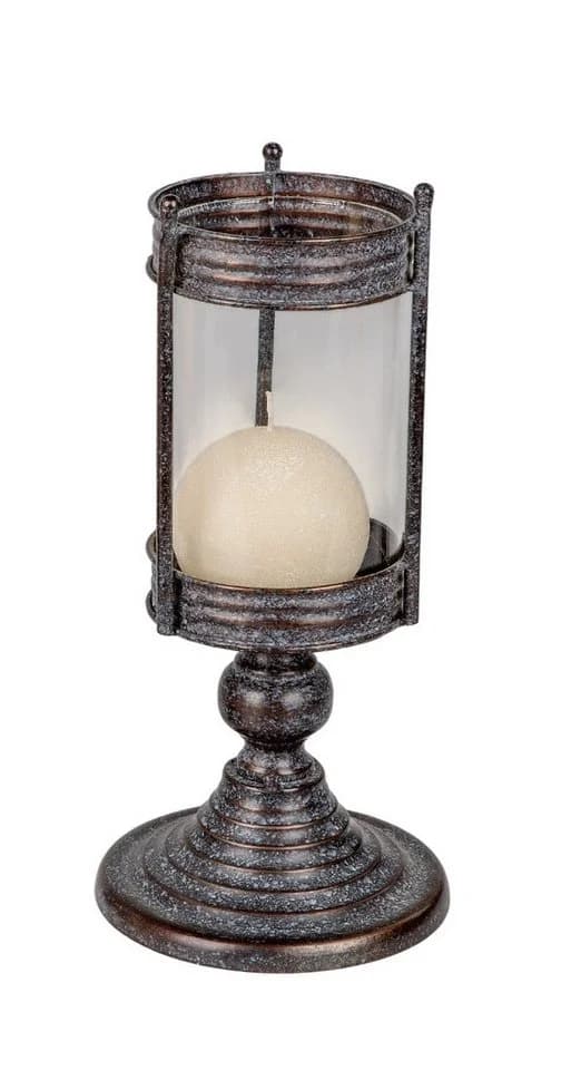 formano Windlicht Kerzenvase Metall Glas Braun Antik Style - Bild 2