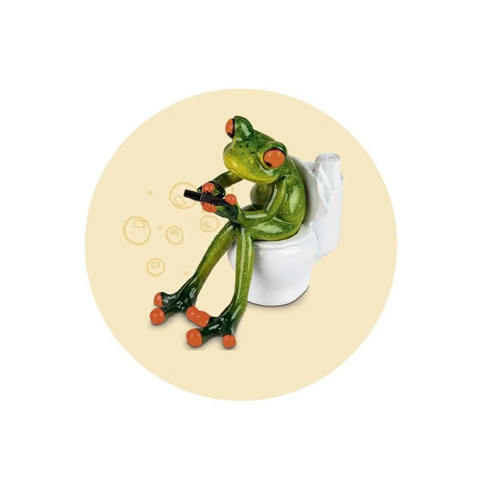 formano Dekofigur Frosch mit Handy auf Toilette Froschhausen