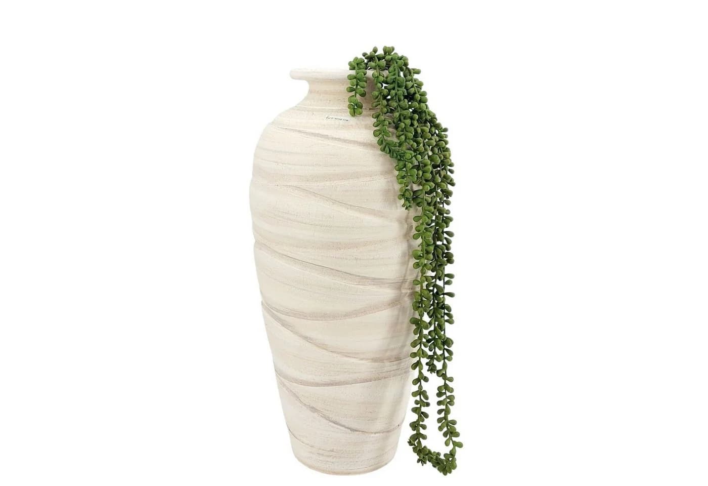 formano Bodenvase Relief 50 cm Creme Streifenmuster