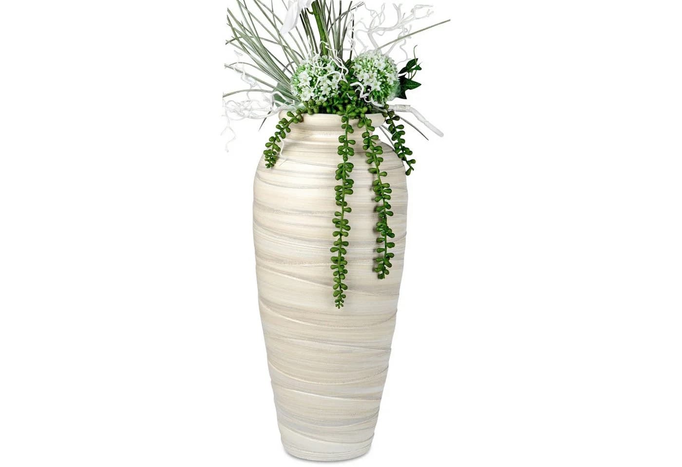 formano Bodenvase Relief 50 cm Creme Streifenmuster - Bild 2