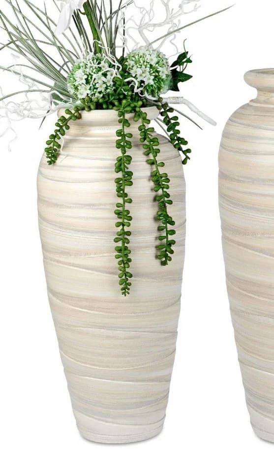 formano Bodenvase Relief 50 cm Creme Streifenmuster - Bild 3