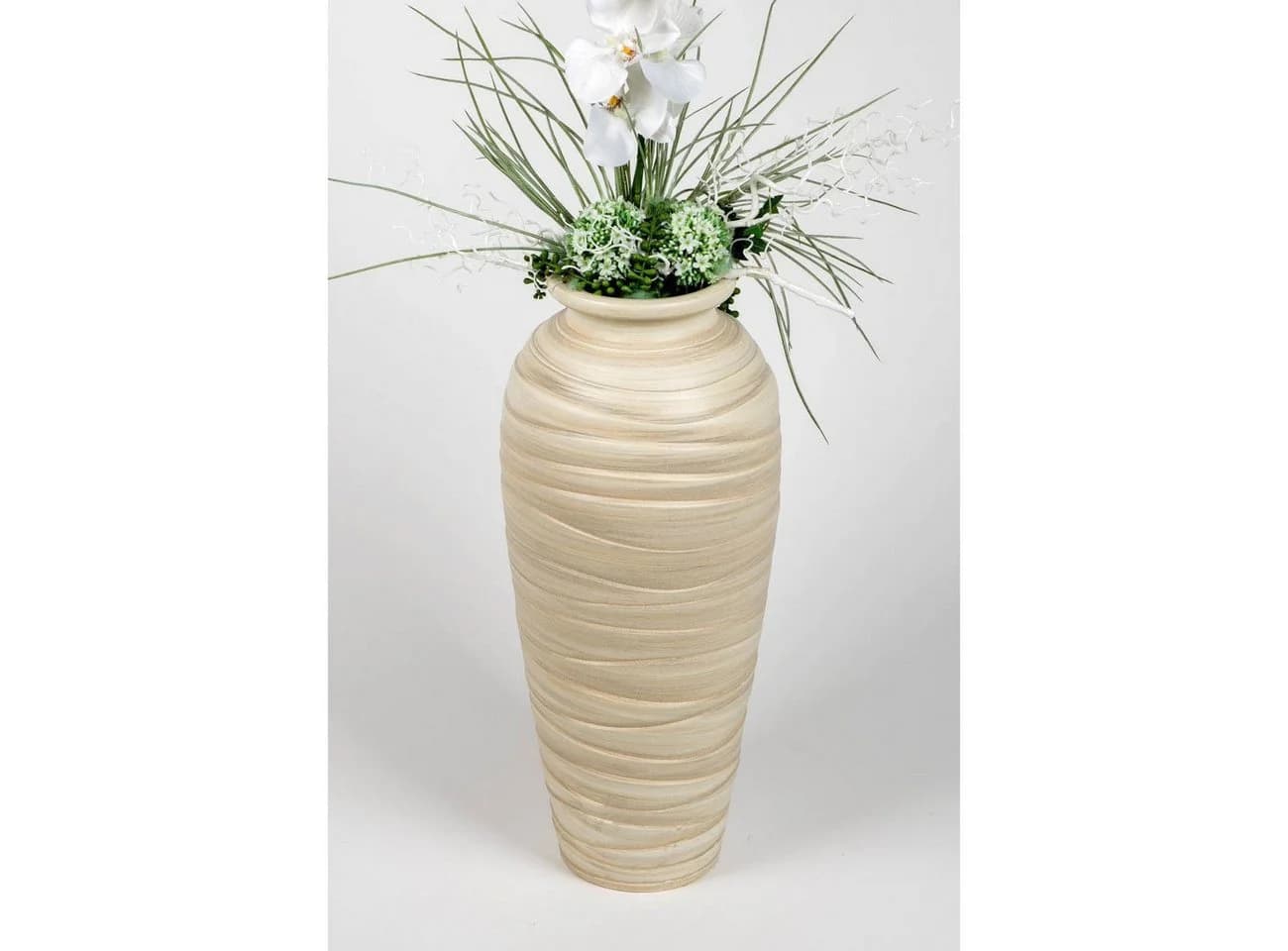 formano Bodenvase RELIEF Creme Streifenmuster Keramik