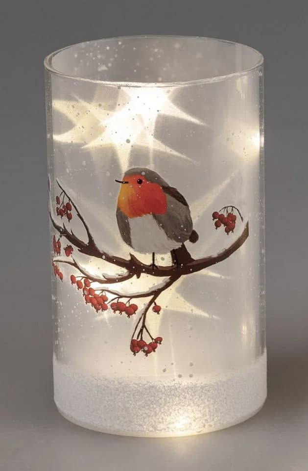 formano LED Dekolicht Wintervogel Glas mit Timer