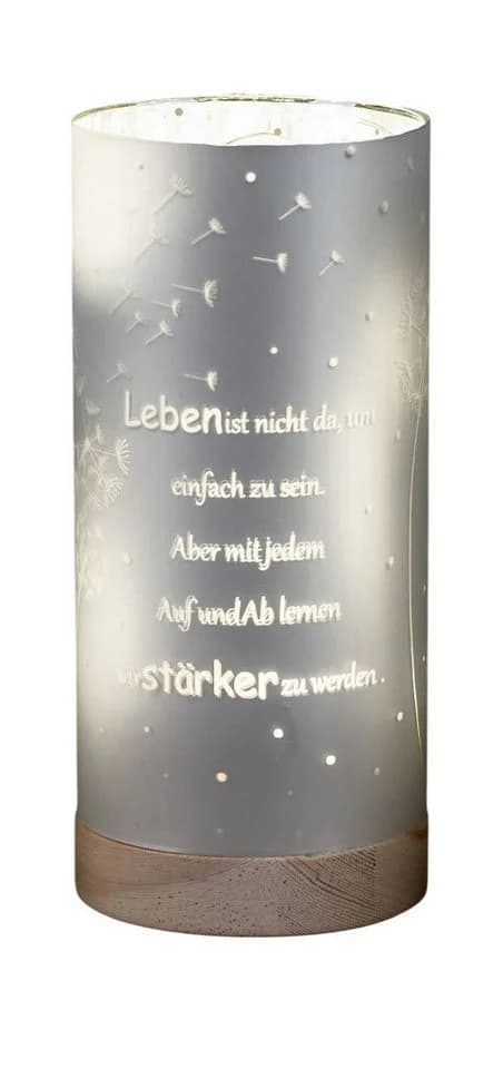 formano LED Dekolicht Glas Motiv Spruch Warmweiß Silber - Bild 2
