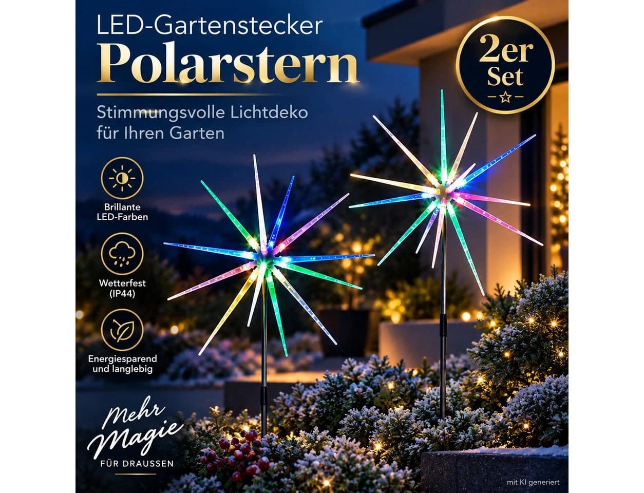 Weltbild LED-Gartenstecker Polarstern 2er Set Bunt - Bild 3