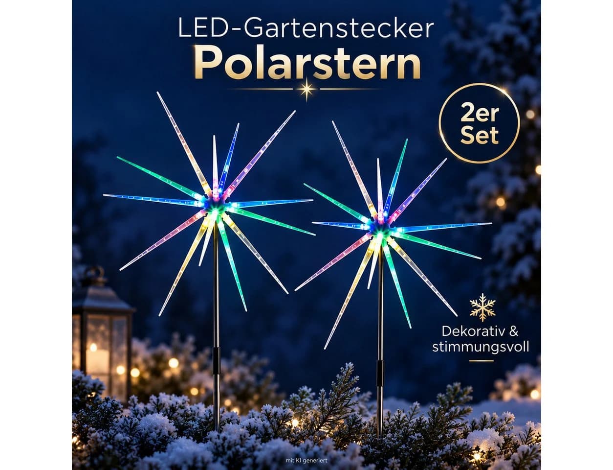 Weltbild LED-Gartenstecker Polarstern 2er Set Bunt - Bild 4