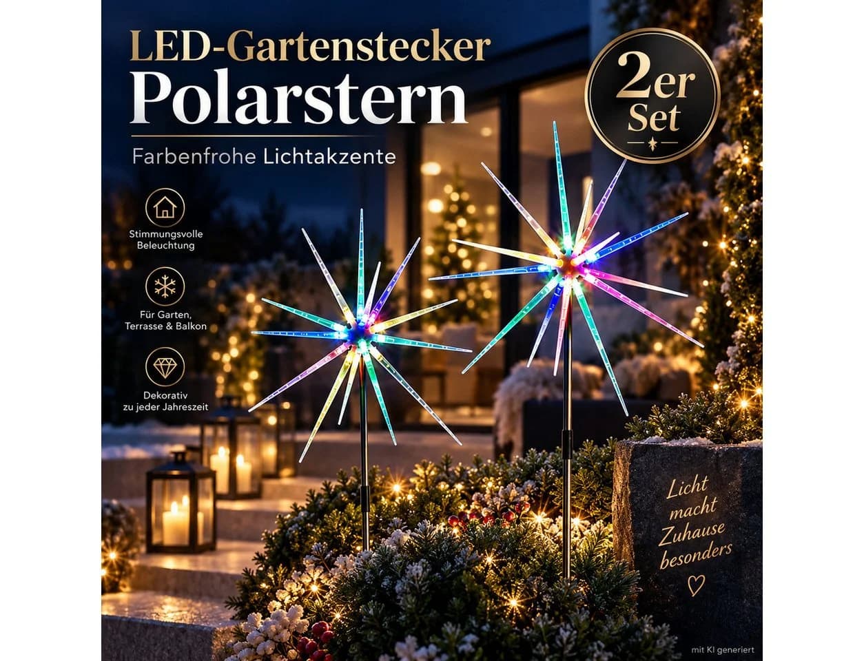 Weltbild LED-Gartenstecker Polarstern 2er Set Bunt - Bild 5
