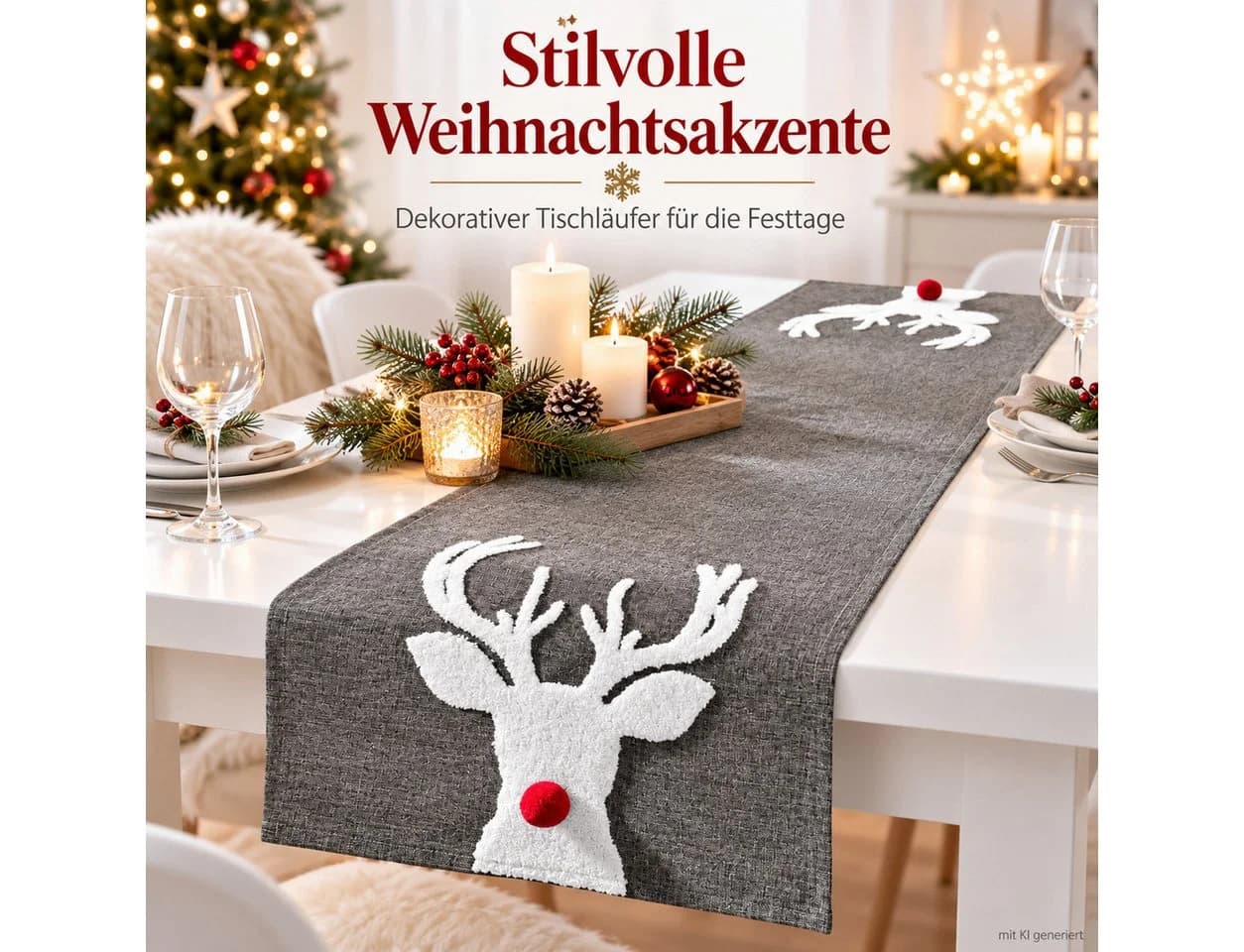 Weltbild Tischläufer Weihnachten Rentier Bunt - Bild 3