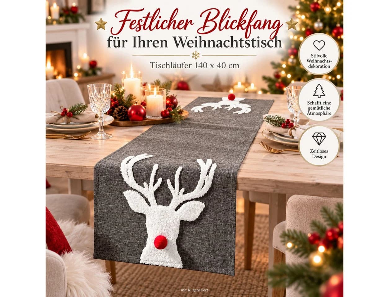 Weltbild Tischläufer Weihnachten Rentier Bunt - Bild 4