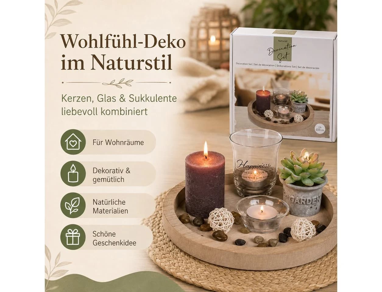 Weltbild Deko-Set Natura mit Kerzen, Holz & Tannenzapfen - Bild 4
