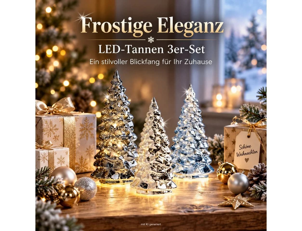 Weltbild LED-Tannen „Frosty Xmas“ 3er-Set Weihnachtsdeko - Bild 3